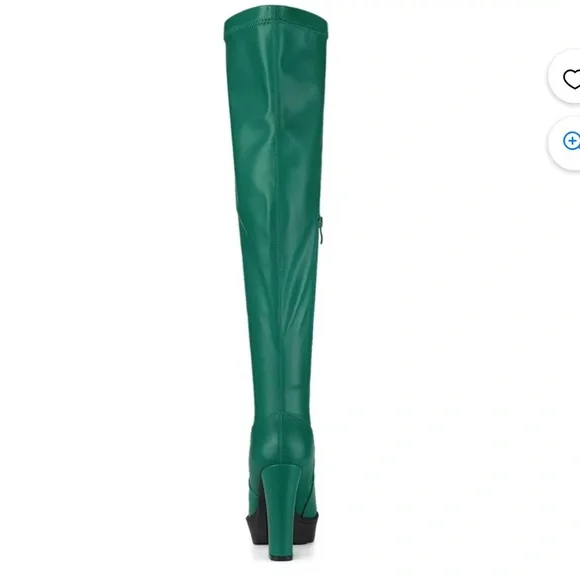 Green High Heel Over-the-Knee Boots - Picture 7 of 7